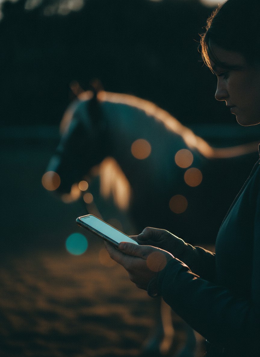 Cavalière consultant ses documents